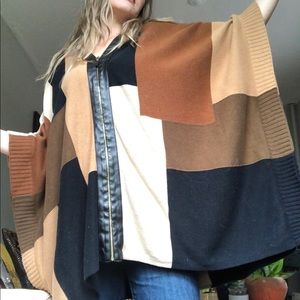 80s Vintage Rafella Zip Up Poncho Sweater